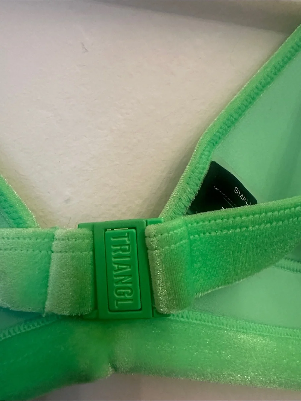 Triangl Bikini Top Swimwear Neon Green Plush Neoprene Sz S Adjustable Straps